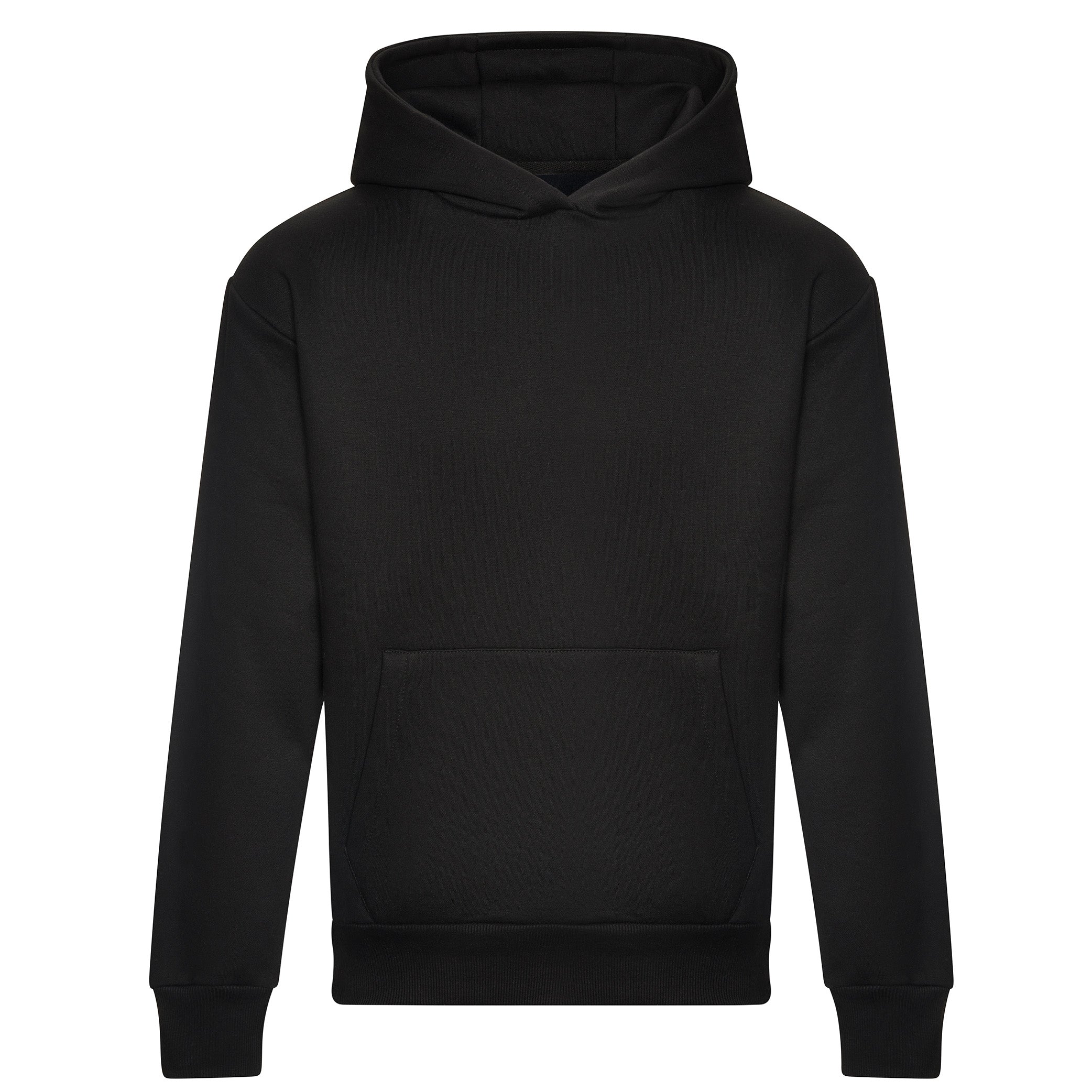 Unbedruckter Heavyweight Abschluss-Hoodie – perfekt für Veredelung & Siebdruck. schwarz