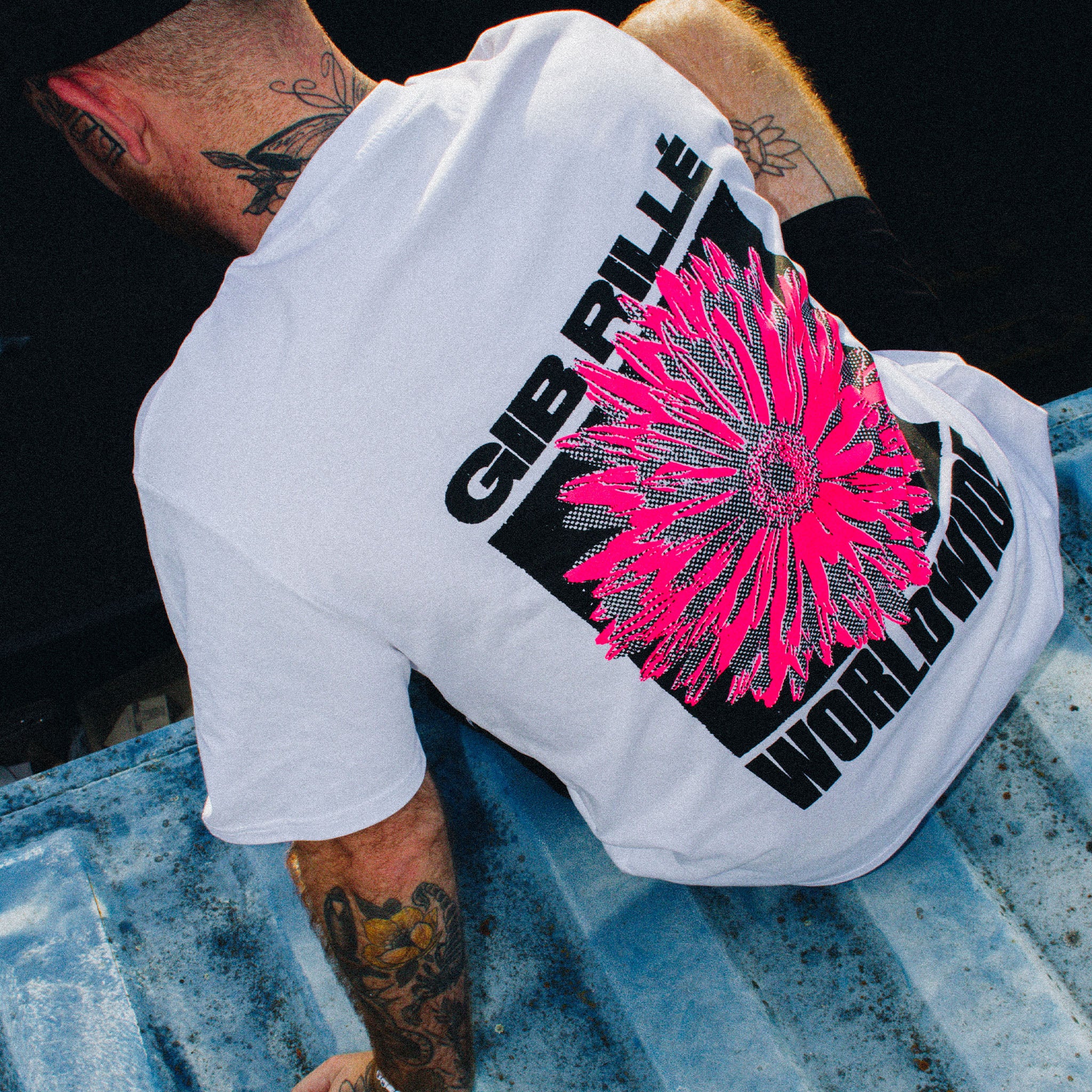 100% Bio-Baumwoll T-Shirt Gib Rillé Pink Flower