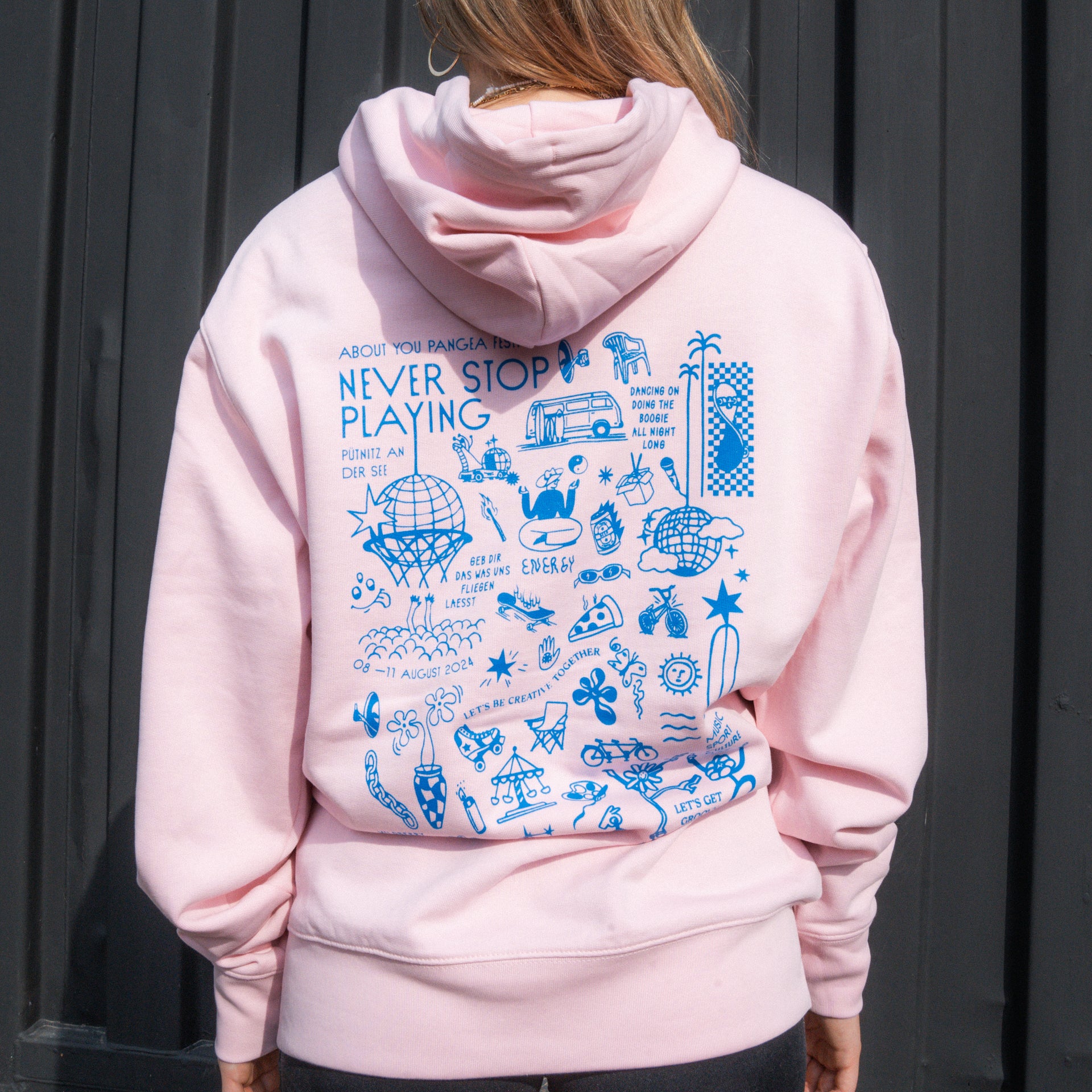 Festival Merch Hoodie About You Pangea Festival Pink - Backprint