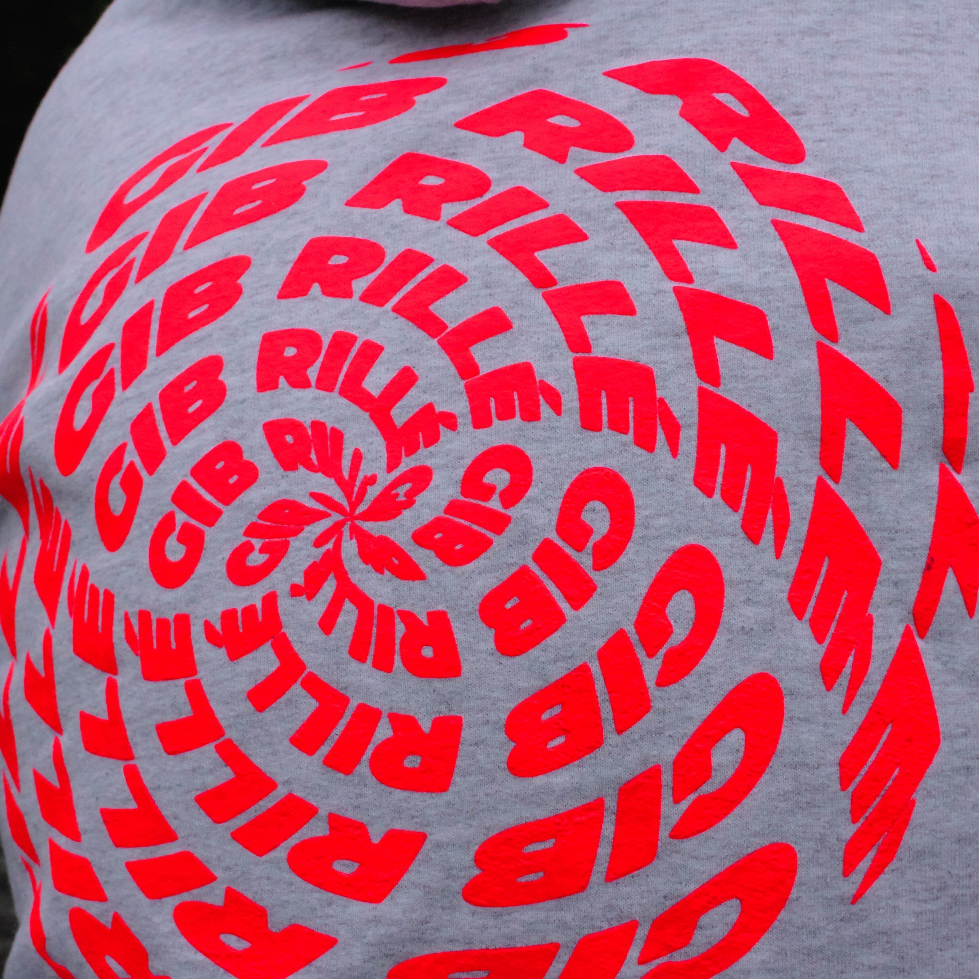 Gib Rillé - Illusion Hoodie - Siebdruck - Kinetic Typography Hoodie - Detail Ansicht Rücken