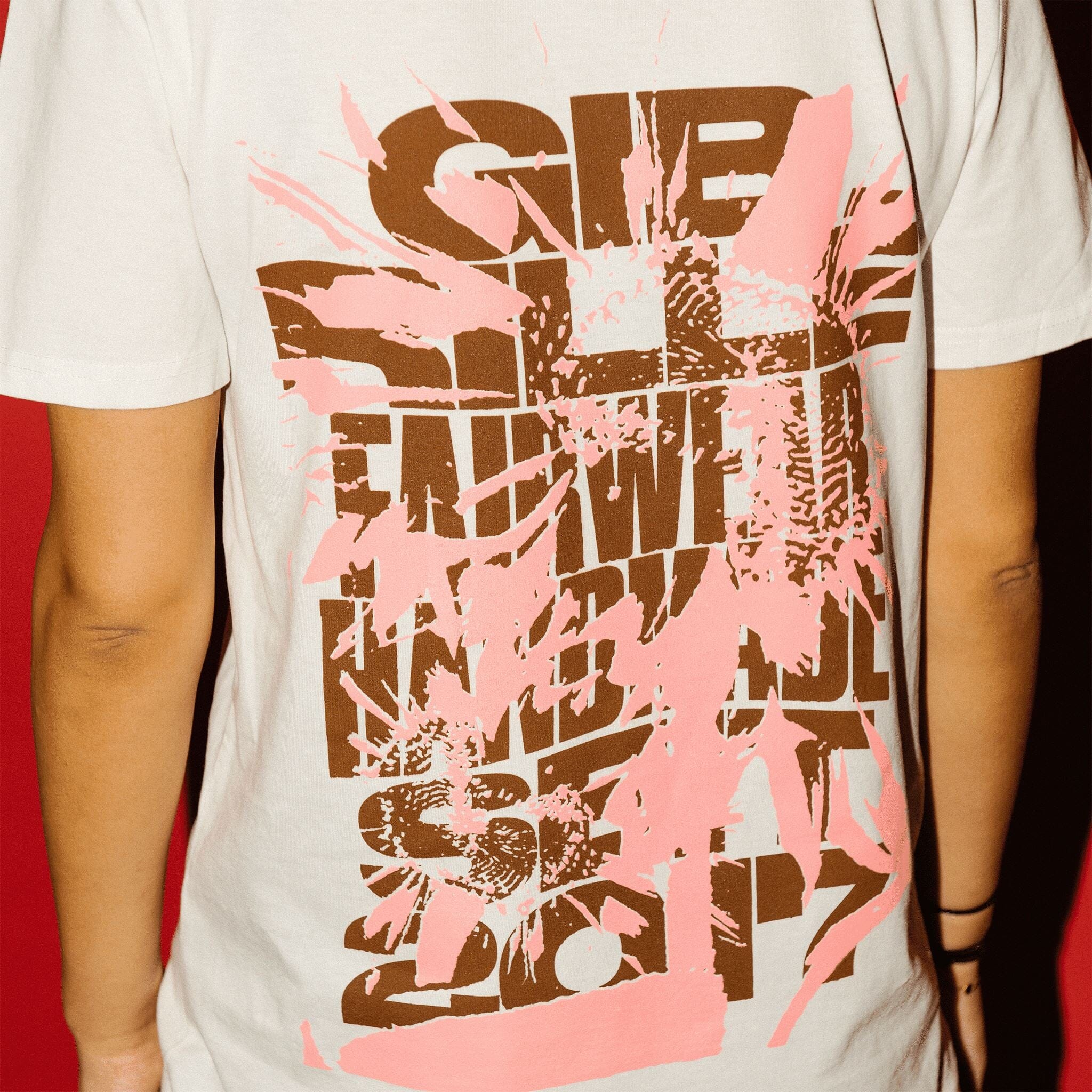 Splash Flower T-Shirt Off-White T-Shirt Gib Rillé