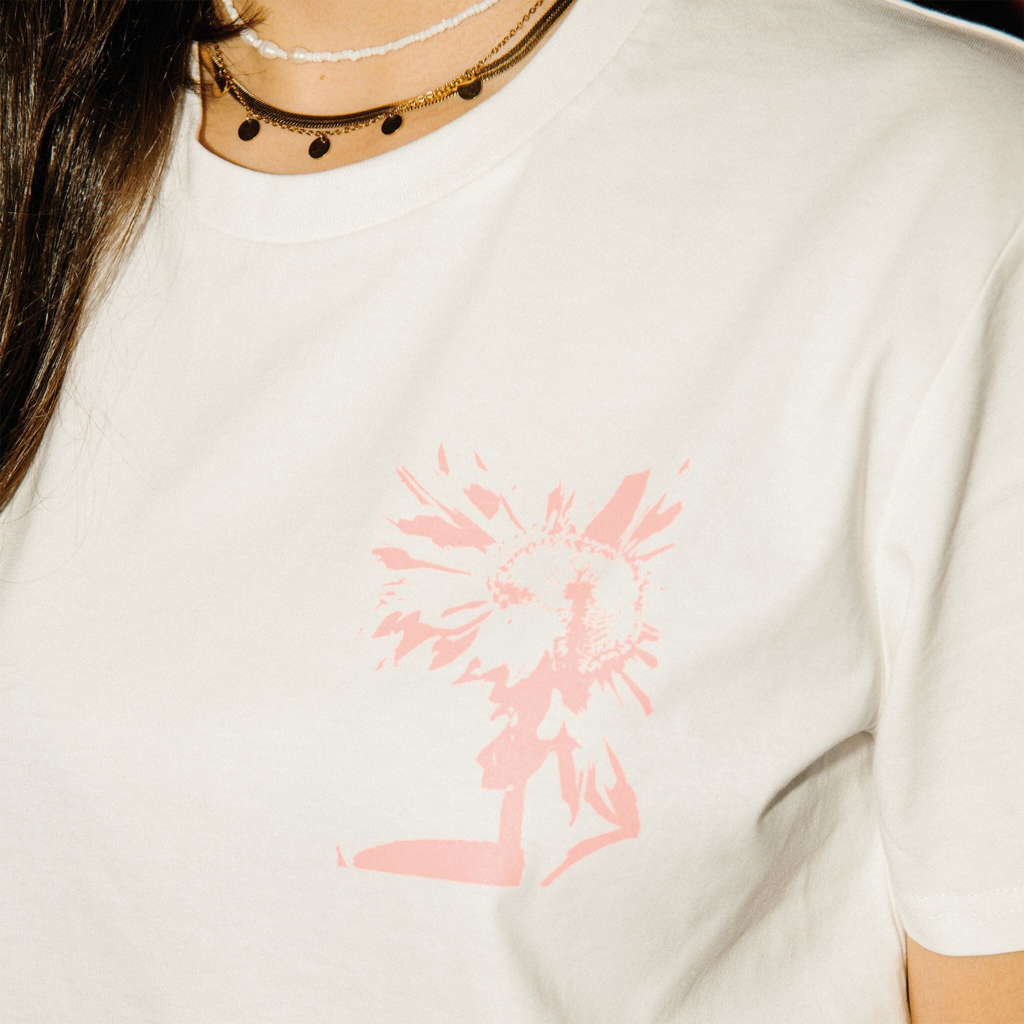 Splash Flower T-Shirt Off-White T-Shirt Gib Rillé