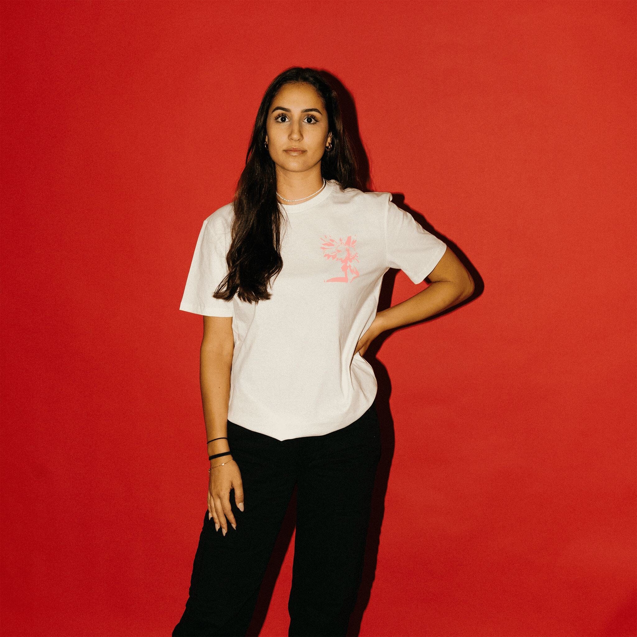 Splash Flower T-Shirt Off-White T-Shirt Gib Rillé