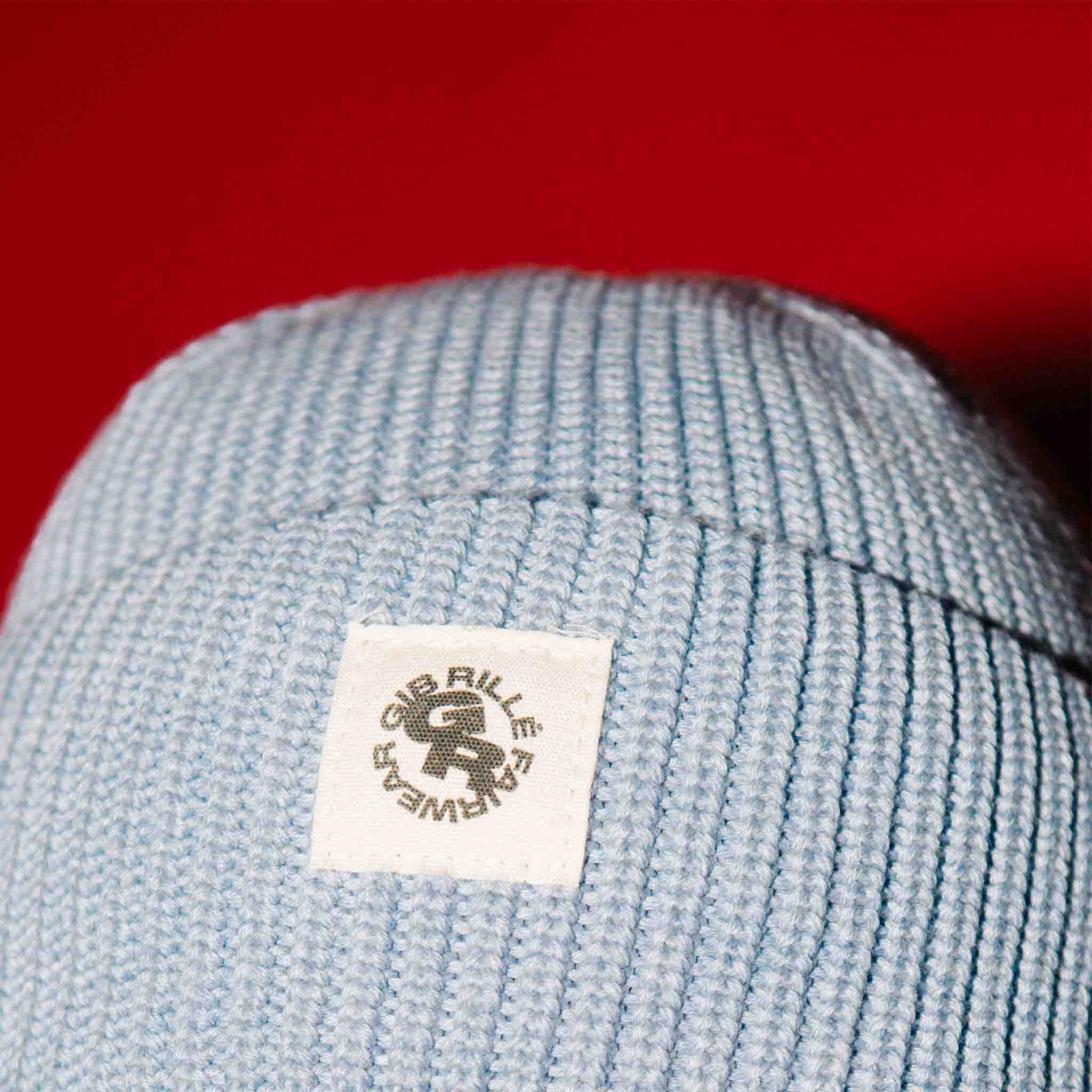 Gib Rillé 100% Baumwoll Mütze gewebt in Norddeutschlannd Fairtrade Gots zertifiziert - Hellblau - Detailansicht