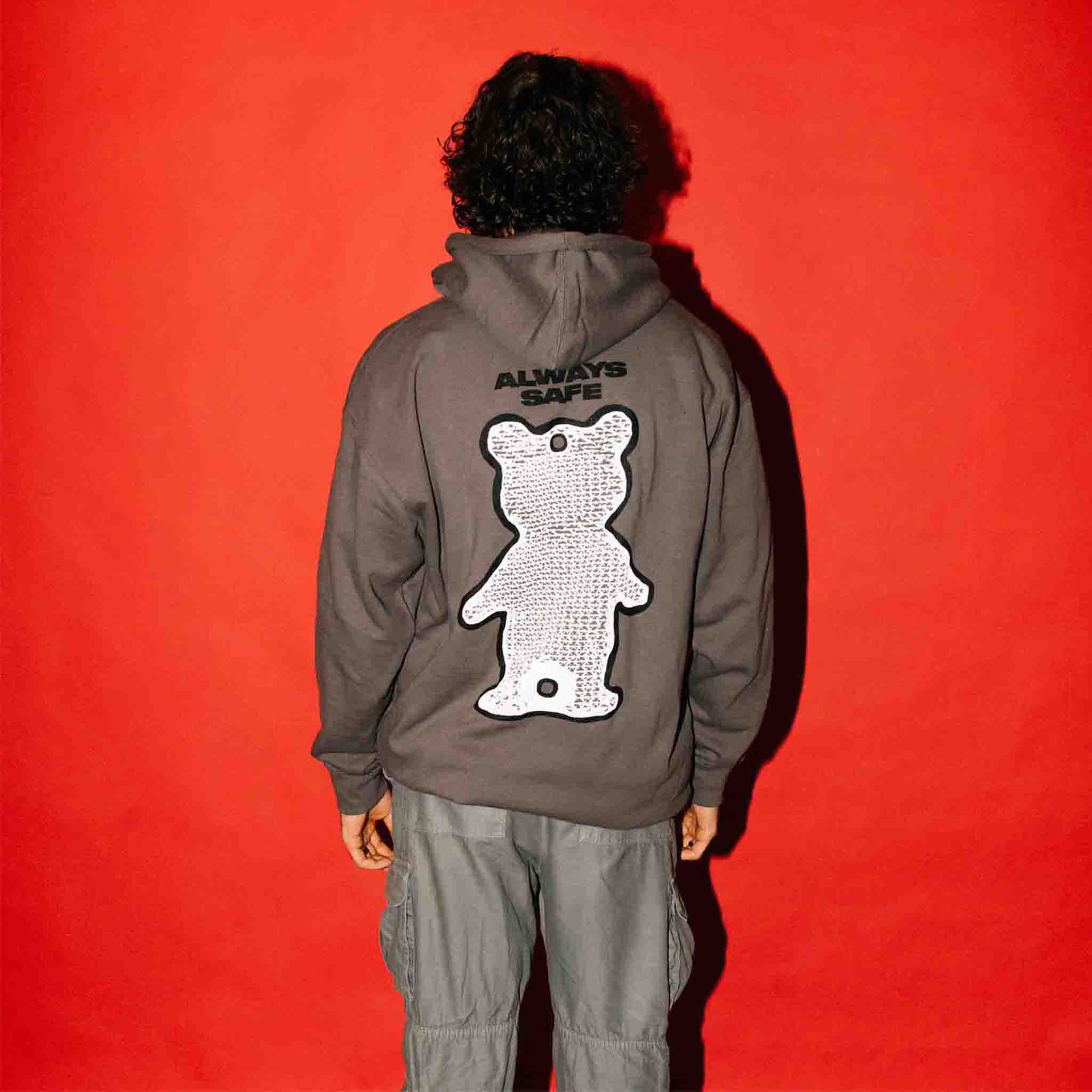 Gib Rillé Teddy Heavyweight Hoodie mit reflektierenden Backprint - Streetwear - Grafischer Hoodie - reflektierender Hoodie