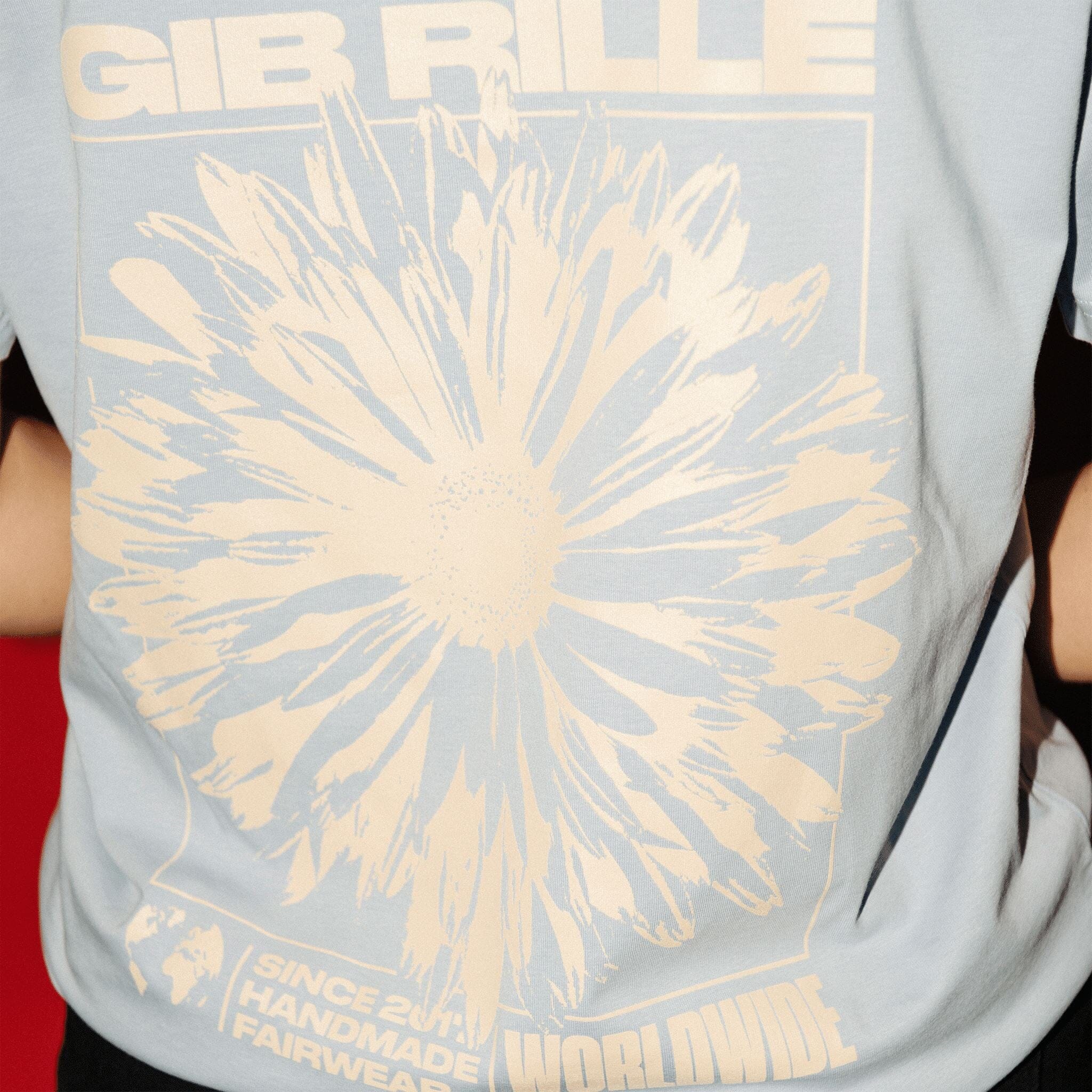 Box Flower T-Shirt Lightblue T-Shirt Gib Rillé 