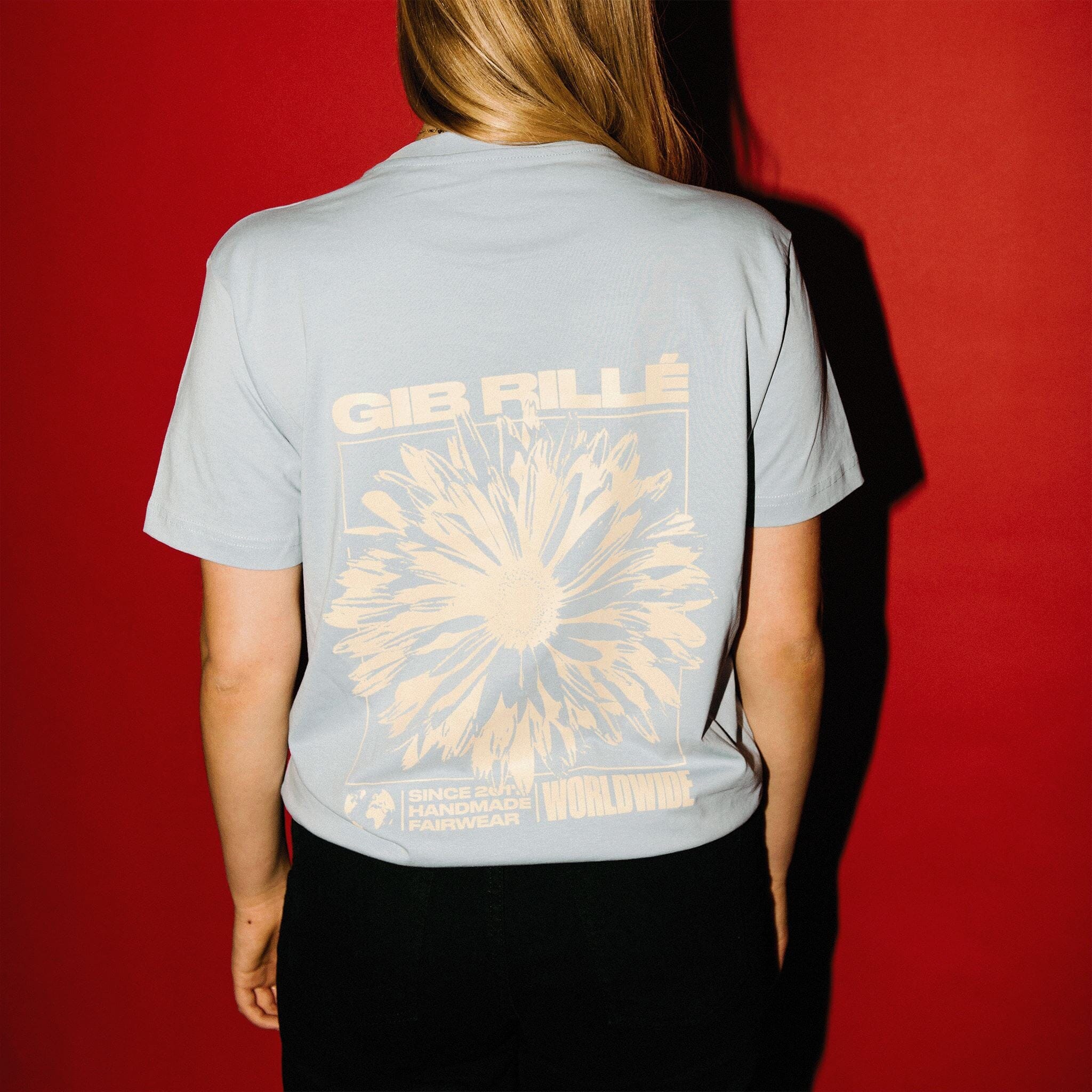 Box Flower T-Shirt Lightblue T-Shirt Gib Rillé 