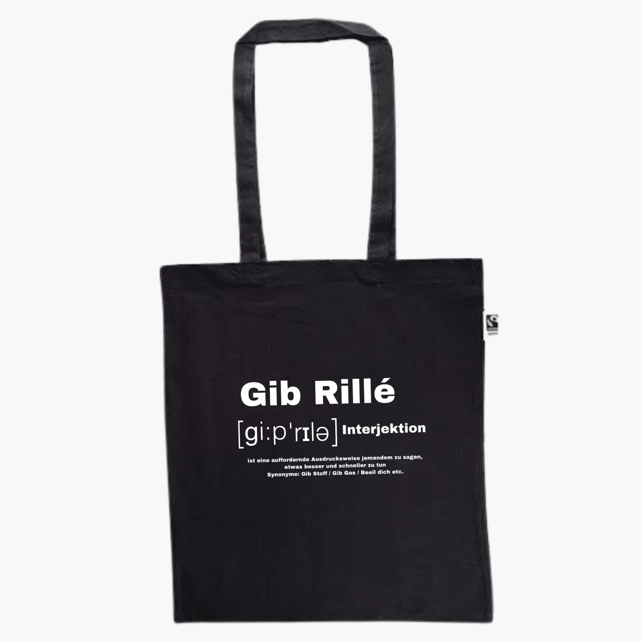 Gib Rillé Definitions Beutel - 100% Baumwolle in schwarz mit weißem Defintion Logo