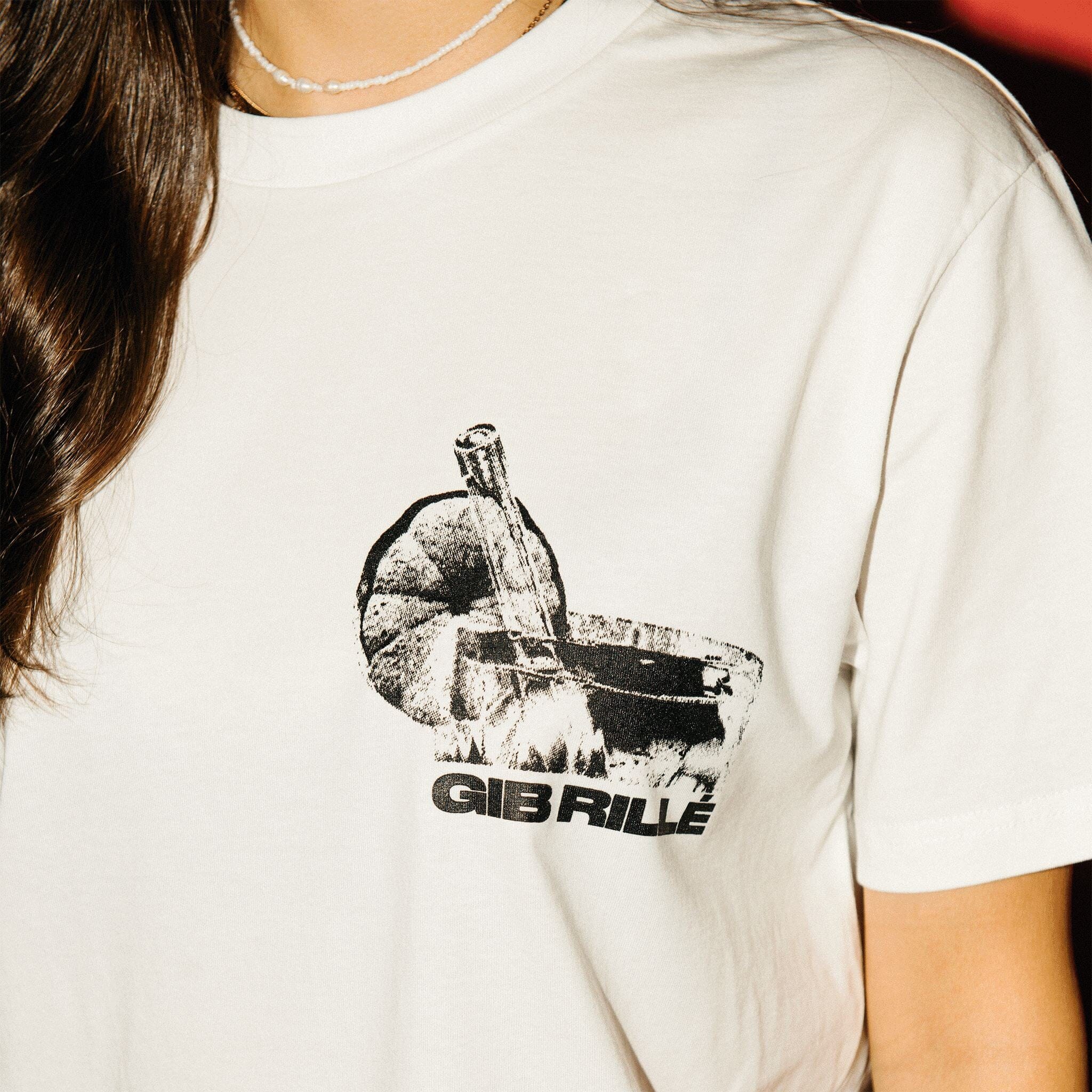 Drink T-Shirt Off-White T-Shirt Gib Rillé 